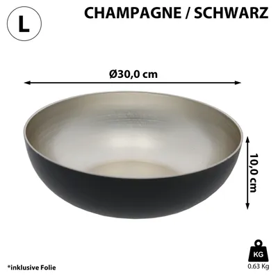 Produktbild von Deko Schale rund champagner/schwarz Ø30cm x H10cm Kunststoff Pflanzschale Snackschale Obstschale