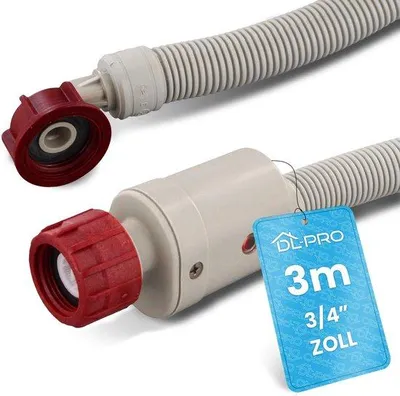 Produktbild von Universeller Zuhrschlauch, 3 Meter, 3/4 Zoll, mit Aquastop-Funktion, Wasserschlauch, Sicherheitsschlauch für Waschmaschine, Geschirrspüler