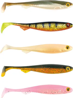 Produktbild von Fox Rage Slick Shad mixed UV Colour Pack - 5 Gummifische, Länge:9cm