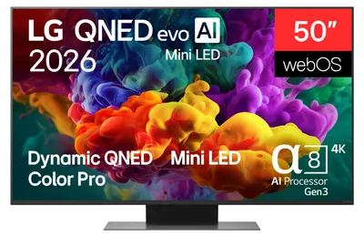 Produktbild von LG QNED evo AI MiniLED 50QNED86B6B, 127 cm (50"), 3840 x 2160 Pixel, QNED MiniLED, Smart-TV, WLAN, Schwarz