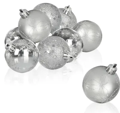 Produktbild von com-four® 9x Weihnachtskugel - Christbaumkugeln aus bruchsicherem Kunststoff für Weihnachten - Baumschmuck für den Christbaum - Christbaumschmuck Ø 6 cm