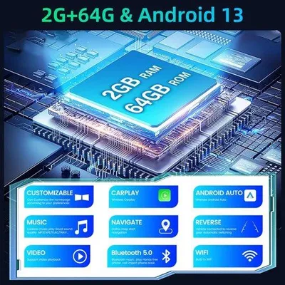 Zdjęcie produktu dla [2+64G] Samochodowe radio samochodowe do samochodów z lat 2002-2008, wyposażone w bezprzewodowe funkcje Carplay i Android Auto, 9-calowy dotykowy ekran, WiFi, GPS, funkcję Mirror Link, procesor DSP, radio FM/RDS, sterowanie z kierownicy oraz kamerę cofania AHD