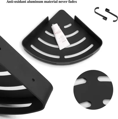2 Stück Schwarze Duschregale Ohne, Hauptbild