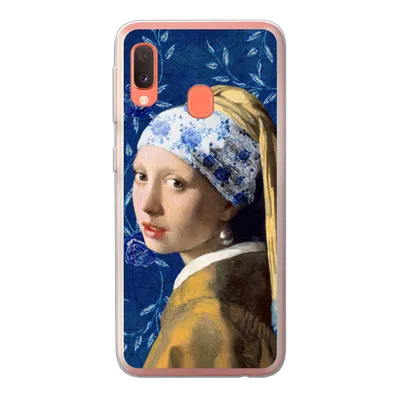 Produktbild von MuchoWow® Handyhülle Schutzhülle Hülle für Samsung Galaxy A20e Mädchen mit Perlenohrring - Delfter Porzellan - Vermeer - Blumen - Gemälde - Alte Meister Silikon Softcase Handy Hülle - Abdeckung