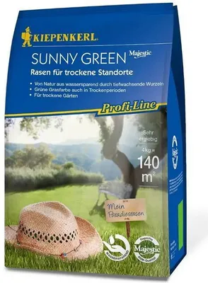 Zdjęcie produktu dla Majestic Sunny Green Trawa na suche stanowiska (4 kg) | Nasiona trawy firmy Kiepenkerl