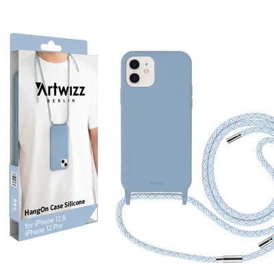 Produktbild von ARTWIZZ HangOn Case Silicone für iPhone 12 / 12 Pro - Schutzhülle aus Silikon zum Umhängen als Handykette, Nordic Blue (Hellblau)