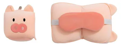 Produktbild von 4-in-1-Plüschtier: Kissen, Augenmaske, Schlüsselanhänger – Schweinchen