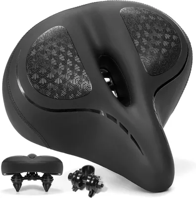 Produktbild von Fahrradsattel - Komfortsattel - Bequemes Radfahren - Besonders breit - 26 x 26 cm - Schwarz