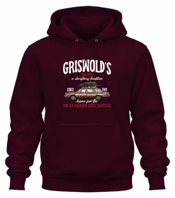 Obrázek produktu pro Griswolds Tree Farm Beautiful Christmas Clark - Christmas Xmas Uni mikina s kapucí, vínová, S