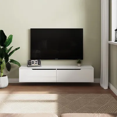 Produktbild von SONNI TV-Schränke Weiß Hochglanz Hängend mit Led 160 x 35 x 30cm