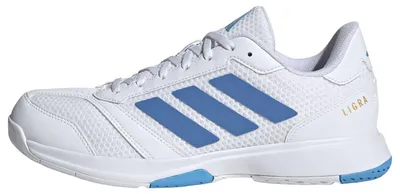 Immagine prodotto di Scarpe da indoor Adidas Ligra 8 da uomo, colore bianco/blu chiaro/azzurro, taglia 3