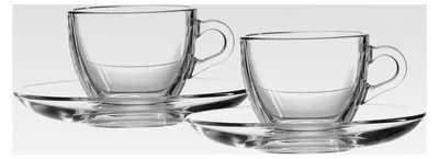Produktbild von Espresso-Set 80 ml, 4-teilig, Espressotassen mit Untertassen, Glas, spülmaschinenfest, transparent