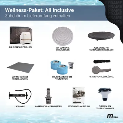 Produktbild von Miweba MSpa Whirlpool Frame Mono | Aufblasbar - Indoor & Outdoor Pool - Ozongenerator - UVC+ Filter - Anti-Frost-System - 6 Personen - App Steuerung