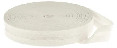 25m Schrägband Baumwolle Breite 20mm gefalzt, milchweiß