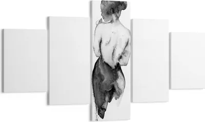 Produktbild von Bild auf Leinwand - Leinwandbild - 5 Teile - Aquarell Frau Nacktheit - 125x70cm - Wand Bild - Wanddeko - Wandbilder - Leinwanddruck - Bilder - Wanddekoration - Leinwand bilder - EA125x70-4721