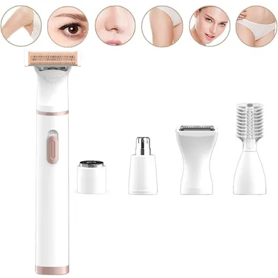 Produktbild von 5-in-1 Elektrischer Damenrasierer & Trimmer Set,Multifunktionaler Epilierer für Intimbereich, Beine, Gesicht,Nasenhaartrimmer, Augenbrauenformer & Kotletten-Schneider,USB Wiederaufladbar