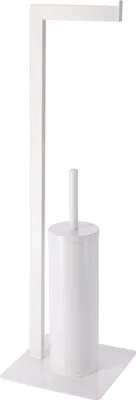 Produktbild von Toilettenburste mit Toilettenpapierhalter - freistehend - weis - Metall - 69 cm