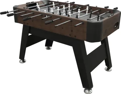 A foosball table on a white background.