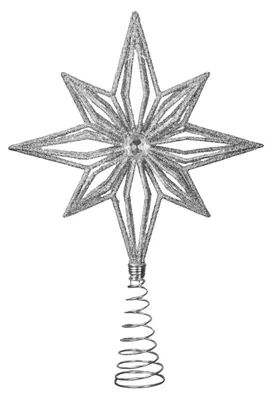 Produktbild von Weihnachtsbaumspitze Stern, silber, Kunststoff, 20 cm