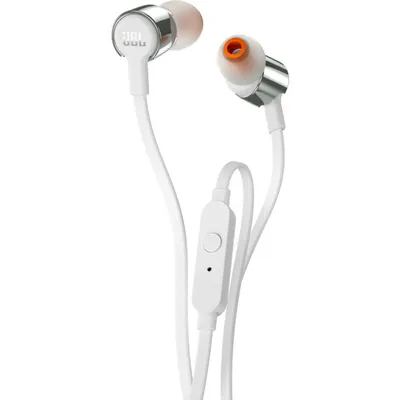 Image de Ecouteurs JBL T210 BLANC GRIS avec contrôle par boutons, microphone, kit mains libres