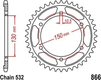 Obrázok produktu pre Rozeta 43 Z rozteč 532 pre YAMAHA YZF 1000 R Thunder Ace Zadná rozeta