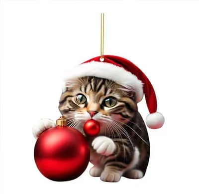 Kat Kerstdecoratie Acryl Hänger 2er-Set für Weihnachtsbaum