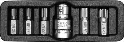 Produktbild von Yato YT-0414, 5 Stück(e), 12-Kerben-Flansch, 9.5 mm, M10, M12, M5, M6, M8, Stahl, 25,4 / 2 mm (1 / 2")
