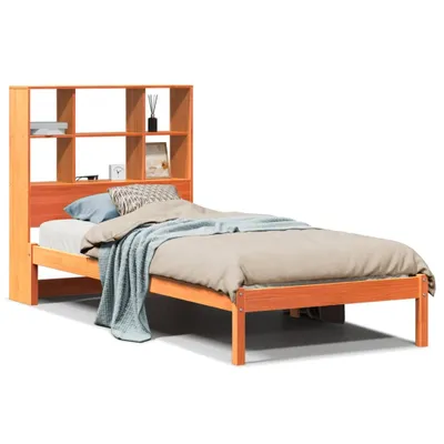 Obrázek produktu pro vidaXL Postel z masivu s policí bez matrace Vosk hnědý 75x190 cm
