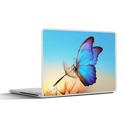 Produktbild von MuchoWow® Laptop Aufkleber Sticker Cover Schmetterling - Löwenzahn - Blau 30x22 cm - Laptop-Sticker