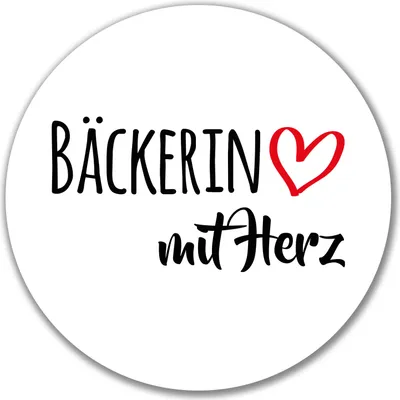 Produktbild von Huuraa Aufkleber Bäckerin mit Herz 10cm rund Sticker Geschenkidee