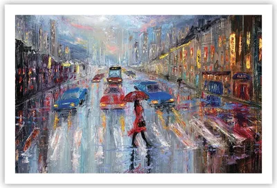 Produktbild von Poster - Poster ohne Rahmen - Acryl Stadt Regen - 91,5x61 cm - Wand Bild - Wanddeko - Wandbilder - Kunstposter - Wandposter - Bilder - Kunstdruck - Wanddekoration - Wandbild - P2XAA91x61-4251