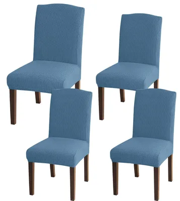 Stuhlbezüge 4er Set, wasserabweisend, Stretch, Azurblau