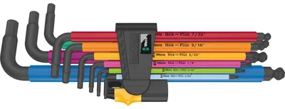 Produktbild von Wera 950/9 Hex-Plus Multicolour Imperial 2 Winkelschlüsselsatz, zöllig, BlackLaser, 9-teilig - 05022640001
