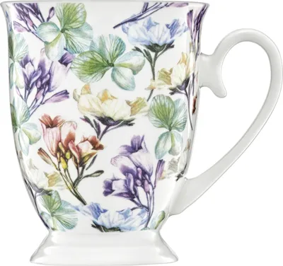 Produktbild von Porcelánový hrnček biely s kvetmi 300 ml