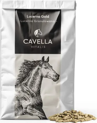 Produktbild von Cavella Luzerne Granulat Pferdefutter 100% 15,8% Eiweiß Für Pferde, Strukturreiches Ergänzungsfutter, 20 Kg