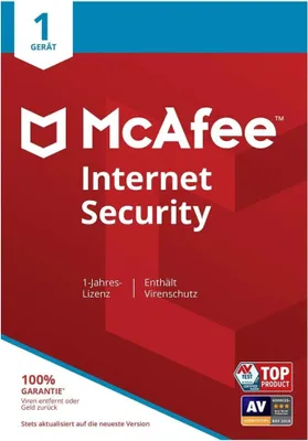 Produktbild von McAfee Internet Security 1 Device (Code in a Box). Für Windows Vista/7/8/8.1/10/MAC/Android/iOs