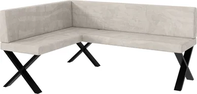 Produktbild von MEBLINI Eckbank für Esszimmer - Küchenbank - Essecke - Sitzecke Küche - TONI - X-Beine 128x168x87cm Links - Beige Samt
