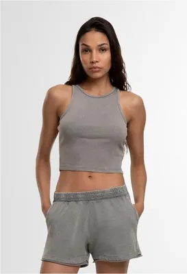Image de Urban Classics Top Damen Ladies Washed Rib Jersey Cropped Top grau XS