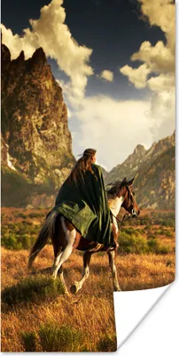 Produktbild von MuchoWow® Poster Pferd - Reiter - Natur 80x160 cm - Kinderzimmer
