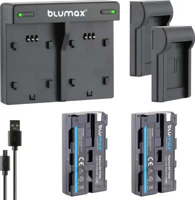 Produktbild von 2x Akku + Lader für Sony NP-F550  NP-F330  F550 F730 F770 F930 F970 3500 mAh