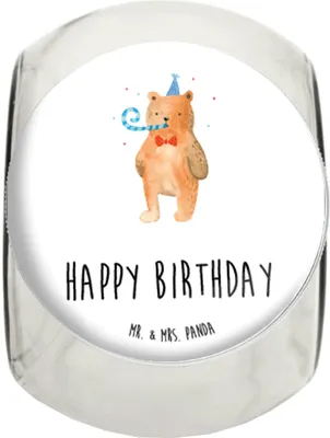 Produktbild von Mr. & Mrs. Panda Bonboniere Bär Geburtstag XL 2000ml - Weiß - Geschenk, Lebensmittelbehälter, Teddy, Süßigkeiten Glas, Glückwunsch, Happy Birthday, Süßigkeitenglas