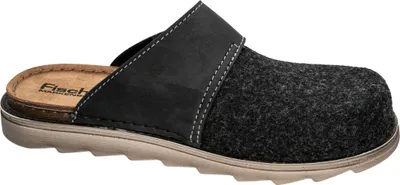 Produktbild von Fischer Herren Pantoffel Filz Klettverschluss Hausschuh Lederfußbett 646662, Größe:42 EU, Farbe:Grau