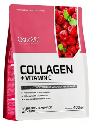 Produktbild von OstroVit Collagen + Vitamin C 400g Himbeerlimonade mit Minze