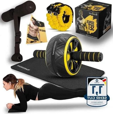 Productafbeelding van Famanu Buiktrainer ROAD2GOAT - Fitnessapparaat voor buikspieren - Buikroller met antislip kniemat