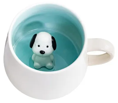Produktbild von 3D Keramiktasse mit Hundefigur 350ml Kaffeetasse Milch Teetasse Geschenk