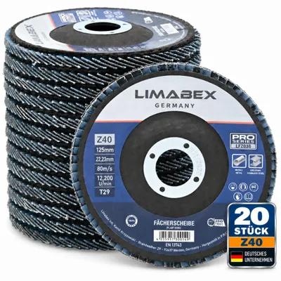Produktbild von Fächerscheiben 125 mm Metall Stahl Edelstahl Z40 Lamellenscheiben INOX 20 Stück PRO Series