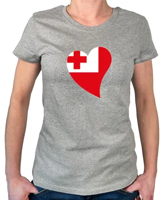 Produktbild von Huuraa Damen T-Shirt Tonga Flagge Herz XXL Sport Grey Bio Baumwolle Fairtrade Damenshirt Geschenkidee