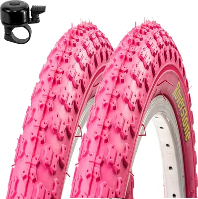 Produktbild von 2 x Roverstone 20" Fahrradreifen Fahrradmantel Pink 54-406 (20 x 2,125)  inkl. Fahrradklingel