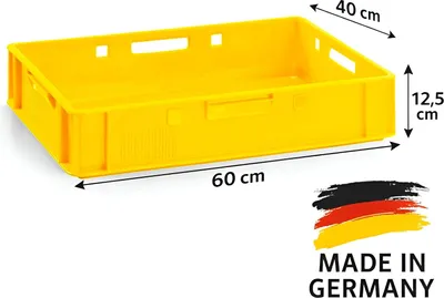 Image de BURI, lot de 10 caisses à viande E1, caisses de stockage 60 x 40 x 12,5 cm, caisses de boucherie Eurobox fabriquées en Allemagne, adaptées au contact alimentaire, robustes, empilables