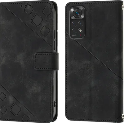 Produktbild von Hülle für Xiaomi Redmi Note 11S / Note 11 4G Prägung Flip Leder Brieftasche Schutzhülle mit Ständer Schwarz